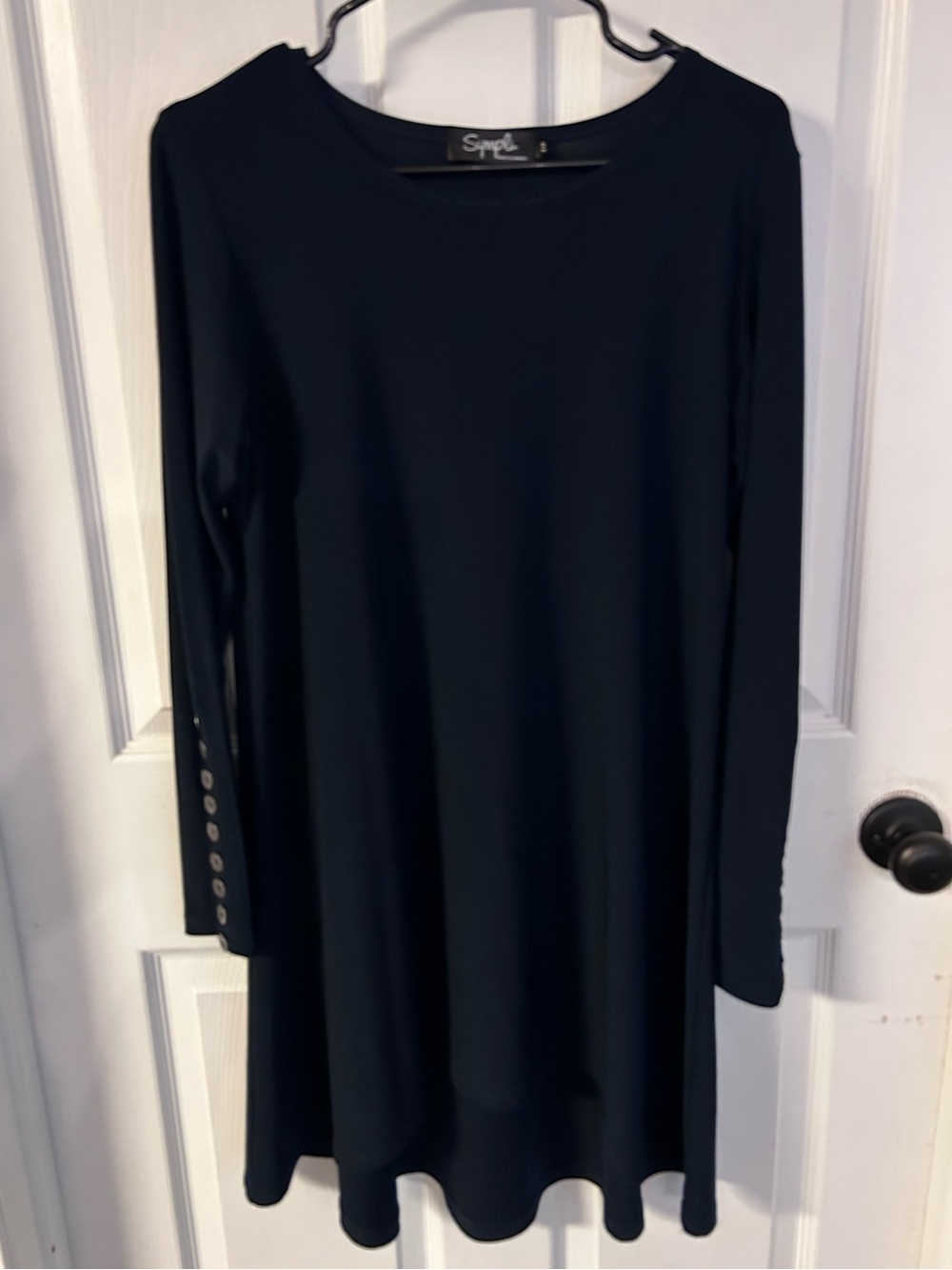 Sympli Women’s Size 10 Navy Dress Scoopneck Longsleeve